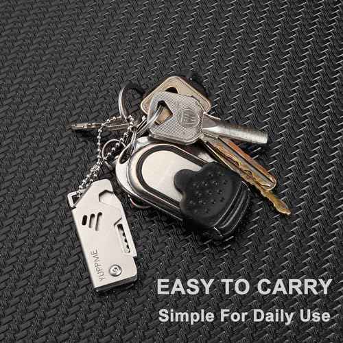 2-Pack Mini Keychain Knife, Small Folding Pocket Knives for Men Women, Portable Cute Box Cutter with Bottle Opener