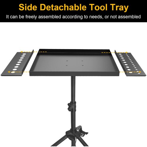 Rolling Tool Tray Cart, Mobile Work Table Tool Tray with 2 Tool Holder Metal Tattoo Tray Height Adjustable, Tool Table Rolling Utility Cart, Tray Cart Tool Storage for Salon Garage Bike Work Shop