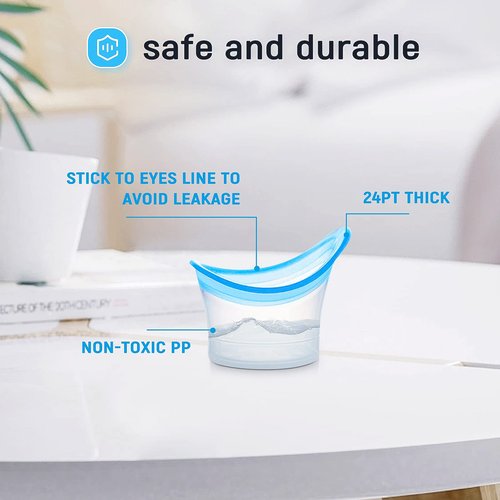 AXLOFO® Eye Wash Cup, Eye Wash Bath Kit (Eye Drop Guide/Wash Cup), Silicone Eye Cup for Effective Eye Cleansing, Soothing Tired Eyes (Blue-1)