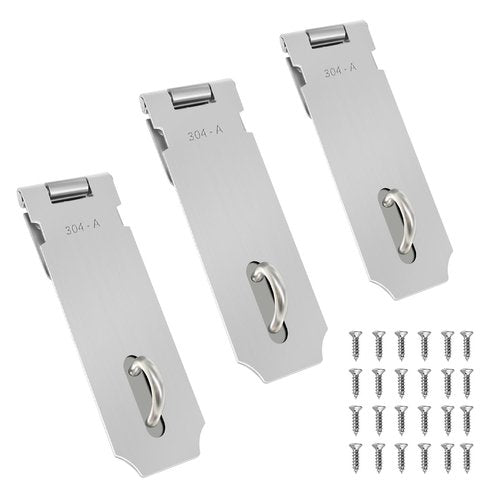 Tmyjfjingxi 3PCS 5Inch Door Lock Hasp Latch Stainless Steel Safety Padlock Latches Hardware Extra Thick Hasp Lock Latch with Screws for Doors, Cabinets, Closets,.etc