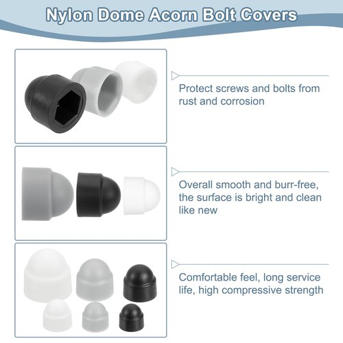 uxcell Nut Protection Cap, 20Pcs M10x17x20mm - Plastic Hexagonal Screw Protection Cap, Dome Acorn Hex Head Bolt Covers, Waterproof Decorative Cap (Black)