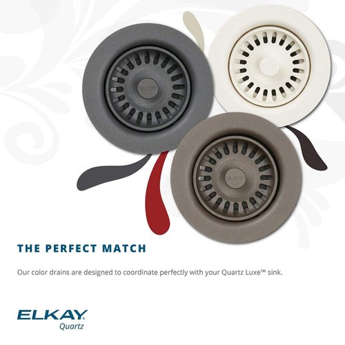 Elkay LKQD35 Polymer 3-1/2" Disposer Flange with Removable Basket Strainer and Rubber Stopper - Black