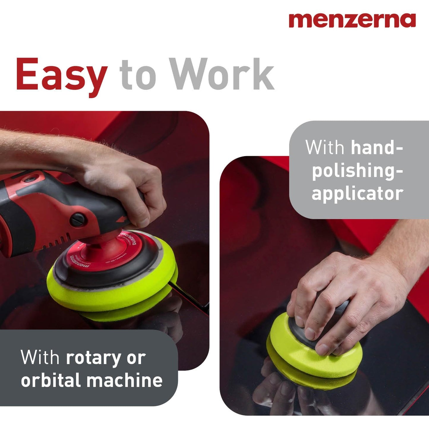 menzerna 3.5 Inch 2X Premium Polishing Pads Finish I High Shine Finishing Buffer Pad I Body Repair Buffing & Polishing I with Safety Edge, Velcro Attachment I Washable & Long Lasting