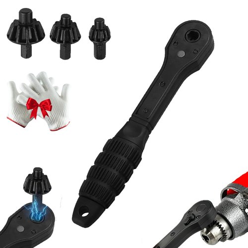 Drill Chuck Ratchet Wrench - 2 in 1 Drill Chuck Ratchet Spanner, 2-in-1 Ratchet Drill Chuck Key Wrench (1Set)