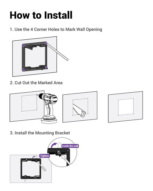 VCELINK 2 Gang Low Voltage Mounting Bracket, Flush Low Voltage Box for Network, HDMI, Coaxial, Speaker, Telephone Cables, Black, 5 Pack