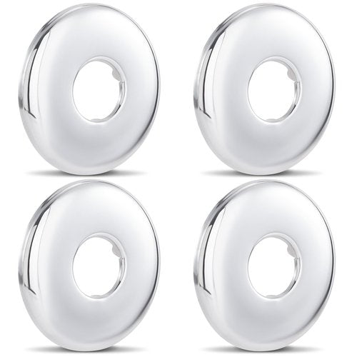PAGOW 4 Pcs Stainless Steel Shower Arm Flange, Round Escutcheon Plate, Shower Pipe Covers for Bathroom, Shower Faucet Cover Plate for Shower Arms, Pipes - Silver (OD 2.45in, ID 0.84in)