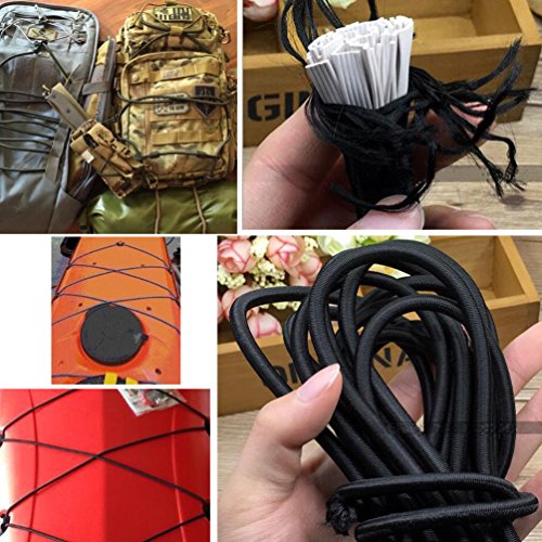 Huouo 1/8" x 25' Black Bungee Shock Cord - Marine Grade Elastic Nylon Rope