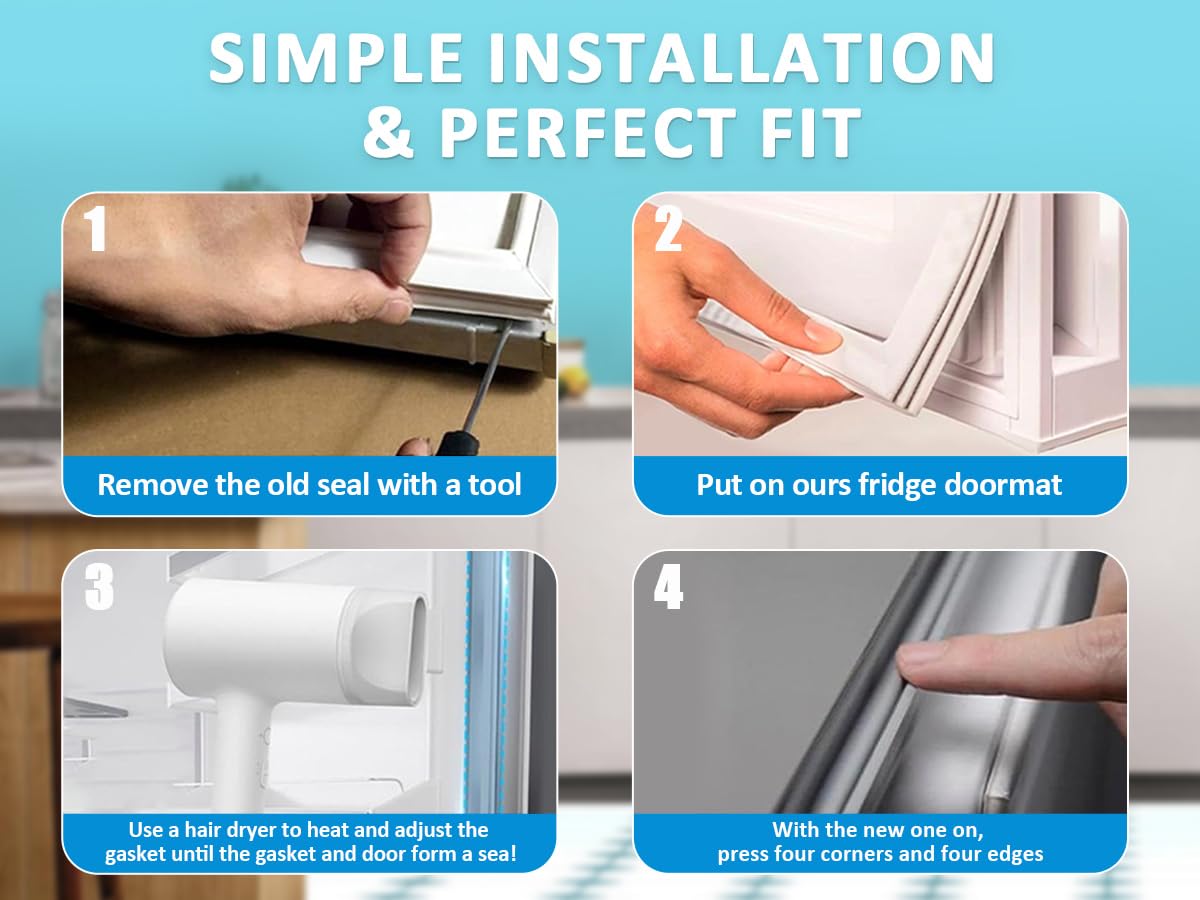 Viprh Heat-Restorable 241872512 Freezer Door Gasket 42.12"x28.9" Compatible with Frigidaire for Electrolux Refrigerator Door Gasket Freezer Door Seal Replace 240514612 240542112 240542124