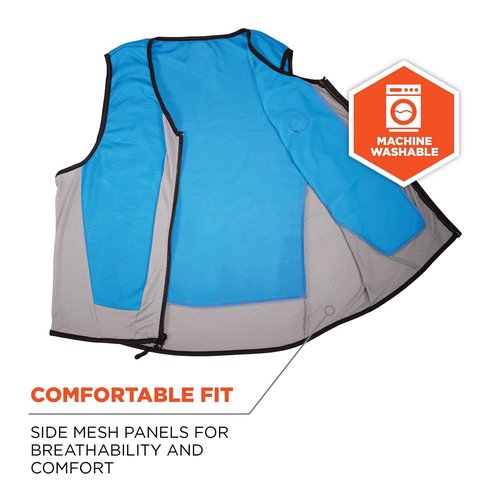Ergodyne Chill-Its 6667 Cooling Vest, Evaporative PVA Material for Fast Cooling Relief, Blue, Large