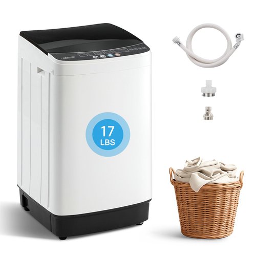 DOGHLY 2.2 Cu. Ft.Portable Washing Machine with 10 cycles, 17 Lbs Capacity Full Automatic Washer and Spinner Combo, Compact Laundry Washer for Apartment RV Dorm