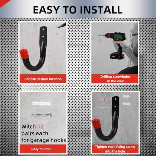 Heavy Duty Garage Wall Hooks for Hanging, 6Pcs Storage Hooks, 3.8inch Hanging Hook for Garage Storage and Organization,Wall Mount Utility J Hook with Wall Anchors and Screws (6, 3.8inch)