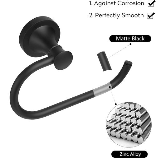 BRASEEY Black Toilet Paper Holder, Bathroom Toilet Tissue Roll Holder Hanger, Matte Black Towel Paper Holder for Bathroom, Wall Mount Bathroom Hardware Accessories
