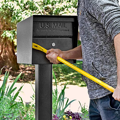 Mail Boss Black Locking Post Mount Mailbox USPS Approved Secure Mailbox