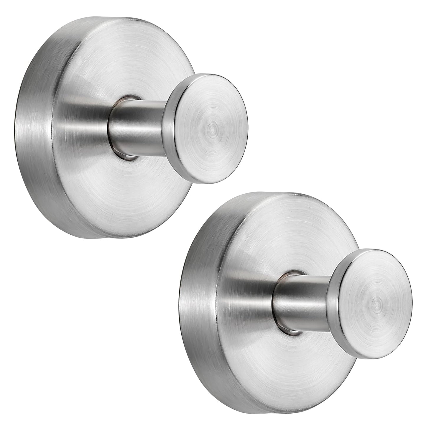 Fenas Suction Cup Hooks for Shower No-Drill Bathroom Hooks for Towels, Robes, Loofah Mountable on Bathroom Walls, Kitchen, Glass, Mirrors, Tile and Smooth,Non-Porous Surfaces (2, Brushed Nickel)