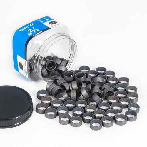 100-Pack in Bottle EFIELD 1/2" Pex Copper Crimp Rings For Pex Pipe Connection,Black-Oxidized Surface Treatment,(CLAMP024)