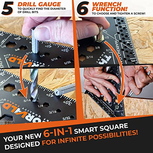 THORVALD 6-in-1 Carpenter Square with Pencil - 7 Inch Precision Multi-Tool for Woodworking