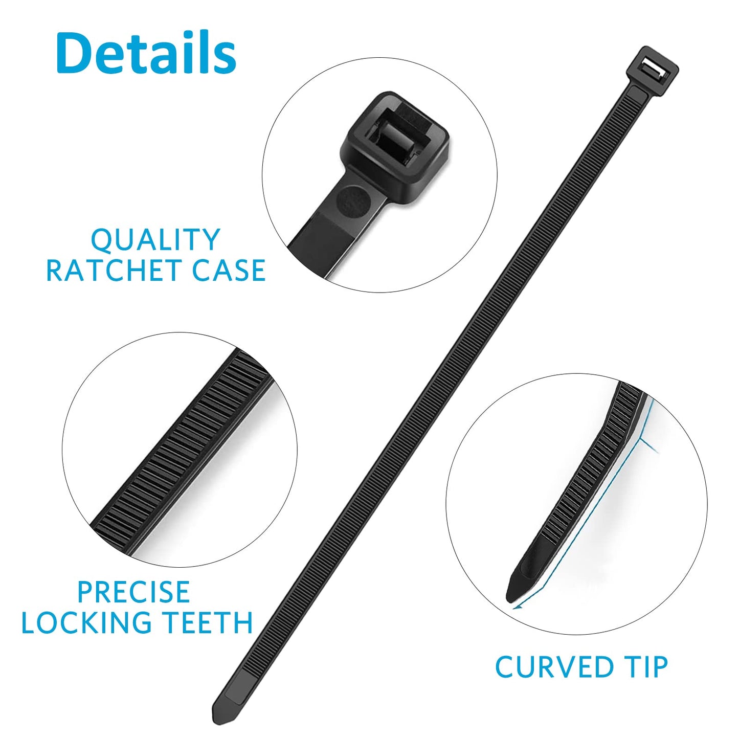 Zip Ties 12 inch, Black Zip Ties 100 pack, 40lb, Cable Ties, Self-locking Wire ties for indoor and outdoor use, by Tantti