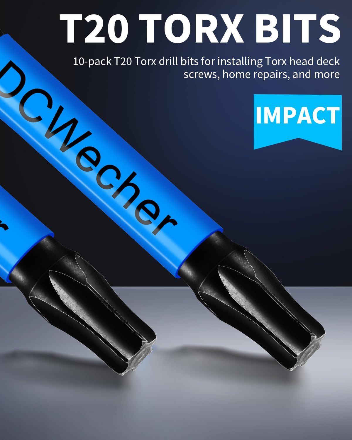 10-Pack T20 Torx Bit 2 Inch, Professional-Grade T 20 Torx Screwdriver Bits for Impact Driver, Magnetic Star Design, S2 Alloy Steel with 1/4'' Hex Shank & CNC - Machined Tips