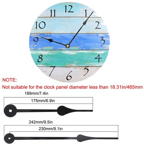 High Torque I Shaft Hands Quartz DIY Wall Clock Movement Mechanism with 9.1 Inch Long Spade Hand Battery Operated Repair Parts Replacement, 3/10 in Max Dial Thickness, 4/5 in Total Length