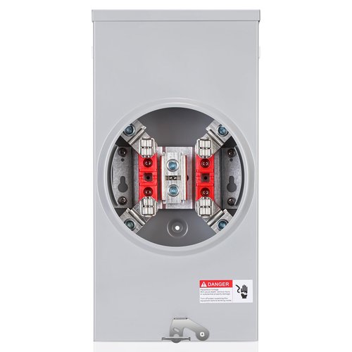Briidea 200 Amp Meter Socket with 4 Jaw, 600V 1 Phase 3 Wire Ringless Type, with Horn Bypass, Suitable for Overhead/Underground Feed