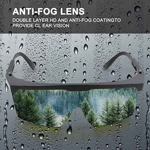Safety Glasses For Men and Women, Anti Fog Work Glasses for Adjustable Frames and Side Protection