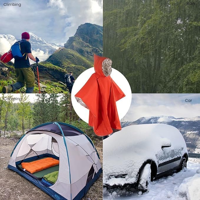 Hero Prepared Survival Tool Poncho for Camping, Heat Insulation