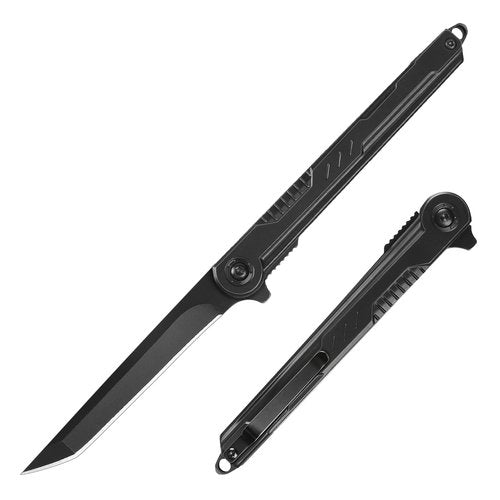 FUNBRO EDC Pocket Knife - 7CR13Mov Steel Tanto Blade, Slim Survival Knife with Clip and Liner Lock, Window Breaker - Gifts for Men Outdoor Camping