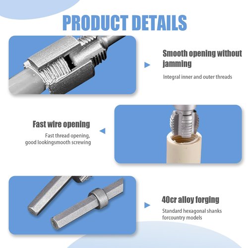 2PCS Integrated Internal & External Pipe Threading Tool,Pipe Sizes Rethreading Tool Pipe Thread Cutting Tool for Electric Drill (1/2"+3/4")