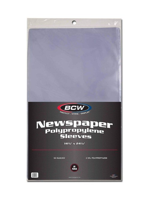 BCW Newspaper Sleeves 14x24 – 100 Pack | Crystal Clear 2 Mil Archival Protectors | Acid-Free Polypropylene for Newspapers, Prints, Posters & Collectibles