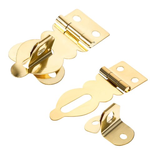10 Pcs Mini Padlock Hasp Decorative Hasps Gold Metal Latch with Screws for Wooden Box Jewelry Box Suitcase Furniture Buckle Lock