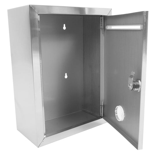 Gadpiparty Lockable Stainless Steel Donation Box Wall-mounted Suggestion Box Slot for Letters Ballots and Donations Metal Construction for Office and Public Use