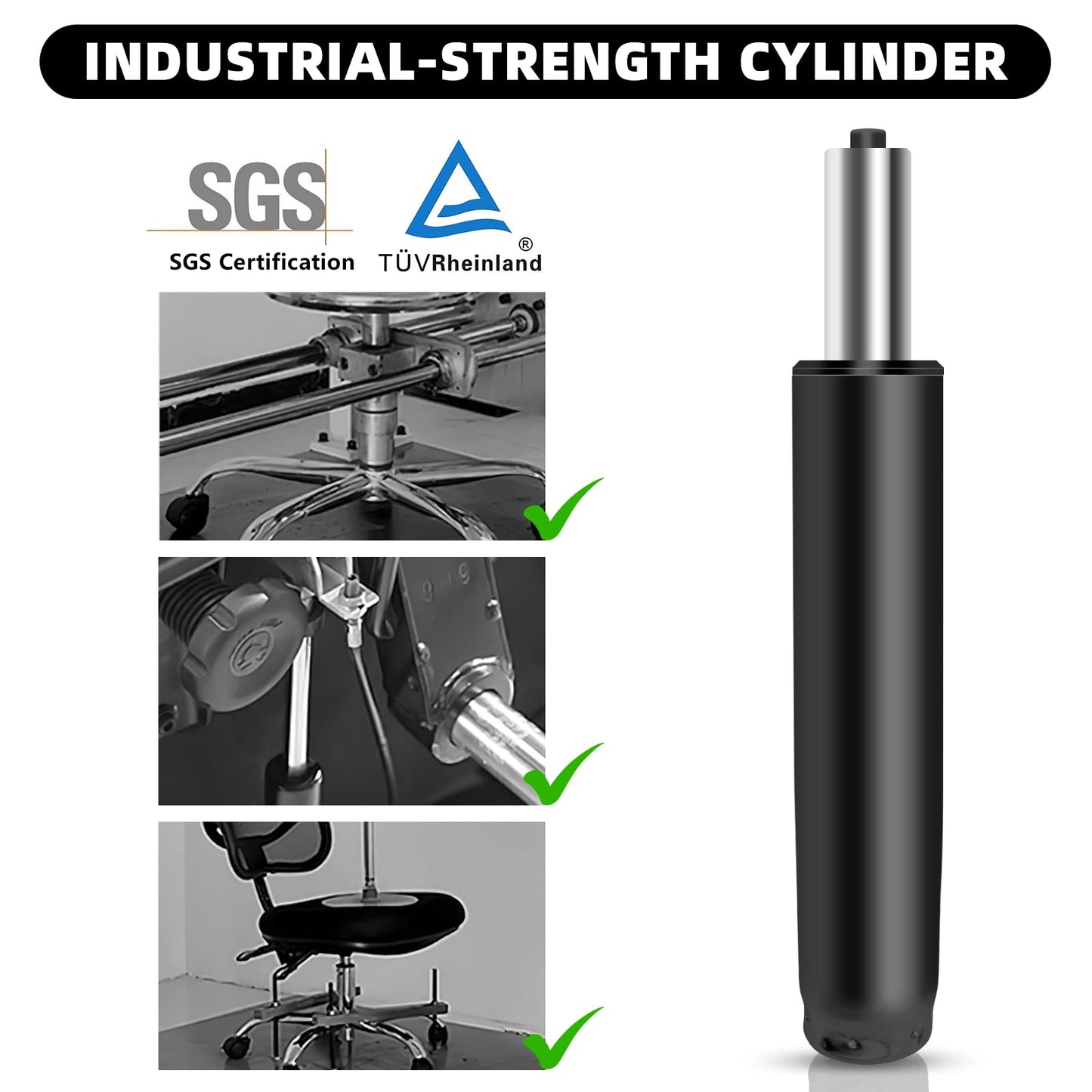 Omyoffice 5.5 inch Office Chair Gas Lift Cylinder-Office Chair Replacement Parts,Universal Size Fits Most Chairs,Heavy Duty Gas Lift Hydraulic/Pneumatic Piston(Black)