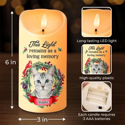 Joy Crafters Custom Photo Unconditional Love Has A Furry Face, Pet Personalized LED Memorial Candles, Dog Memorial Gifts for Loss of Dog, Christmas Birthday Gift for Pet Lovers, Cat Sympathy Gift