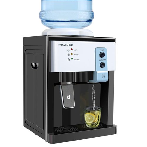 Top Loading Countertop Water Cooler Dispenser, Hot Cold and Room Temperature Water Countertop Water Dispenser, Desktop Electric Water Dispenser for Home Office School (HS-09 White)