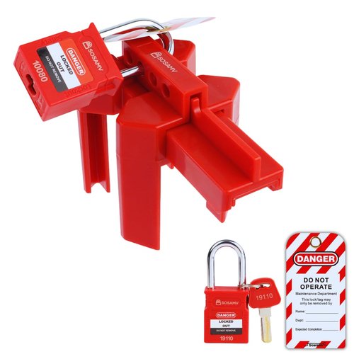 SOSAMV Ball Valve Lockout Device with Padlock for 1/2"-2-1/2" Outside Diameter Pipe - Water Valve Lock, Lock Out Tag Out, Highly Resistant to Cracks & Abrasion.