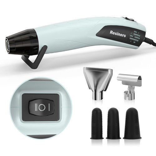 Resiners Heat Gun for Resin, 350W Fast Heating Dual Temp Heat Gun (482°F~662°F) with 3 Nozzles & 3 Silicone Covers, 4.9Ft Long Heat Gun for Bubble Remove,Vinyl Shrink Wrap,Candle Making,Epoxy Resin