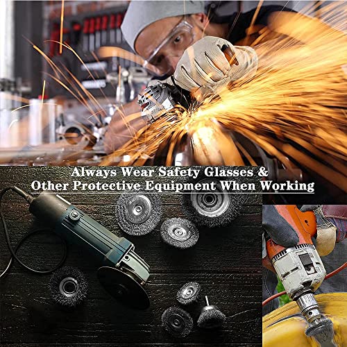Cup Brush Set - Wire Brush for Drill, 1/4 Inch Hex Shank, Coarse Carbon Steel Crimped Wire Wheel for Rust Cleaning