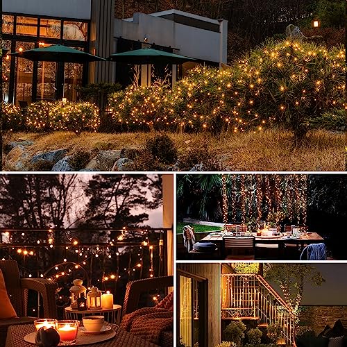 BTFarm 4 Pack Outdoor Solar String Lights 132FT Warm White 320LED Fairy Lights