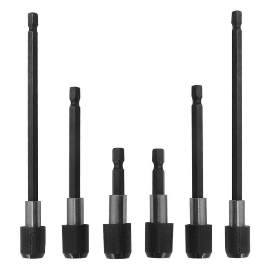 OSVJE 6PCS Hex Shank Drill Bits Adapter, 1/4 Inch Black Hex Shank Quick Release Bit Holder with Aluminum Sleeve, Magnetic Impact Driver and Drill Bit Extension, 2",4",6" Length