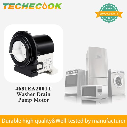 4681EA2001T Washer Drain Pump Motor by Techecook - Fit for Kenmore, LG Washing Machine ap5328388 4681ea1007g 4681ea1007d 4681EA2001d 4681ea2001n wm2101hw wm2016cw wm3570hwa wm3270cw washer drain pump