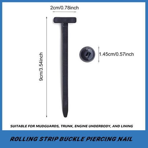 100pcs Nylon Universal Cable Tie Buckle Black Cable Zip Ties Rivet Self Locking Fastening Zip Strap Plastic Automotive Clips for Bumper, Fenders (100)