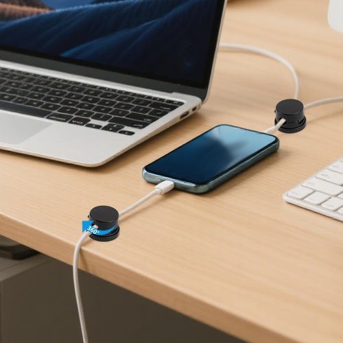 8pcs Magnetic Cord Organizers, Rotatable Strong Magnetic Cable Clips with 8 Glue Points Adhesive Wire Holder Charger Cable Management for Desk Nightstand Office Home Car