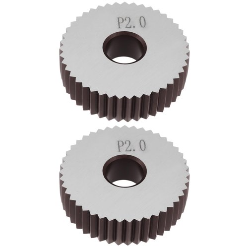 ECSiNG 2pcs P2.0mm Straight Knurling Wheels 28x8x8mm Steel Rollers for Knurling Tools and Lathe Holders