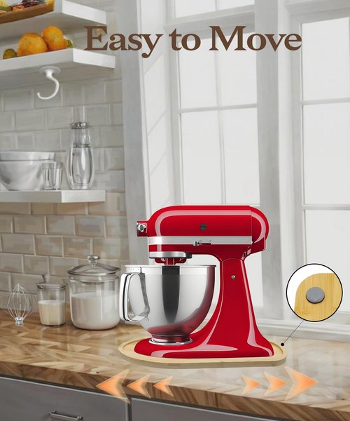 Adabuli Bamboo Mixer Slider Mat Compatible with KitchenAid 4.5-5 Qt Tilt Head Stand Mixer, Appliance Sliding Mat for Kitchenaid Artisan, Kitchen Countertop Storage Accessories and Attachments