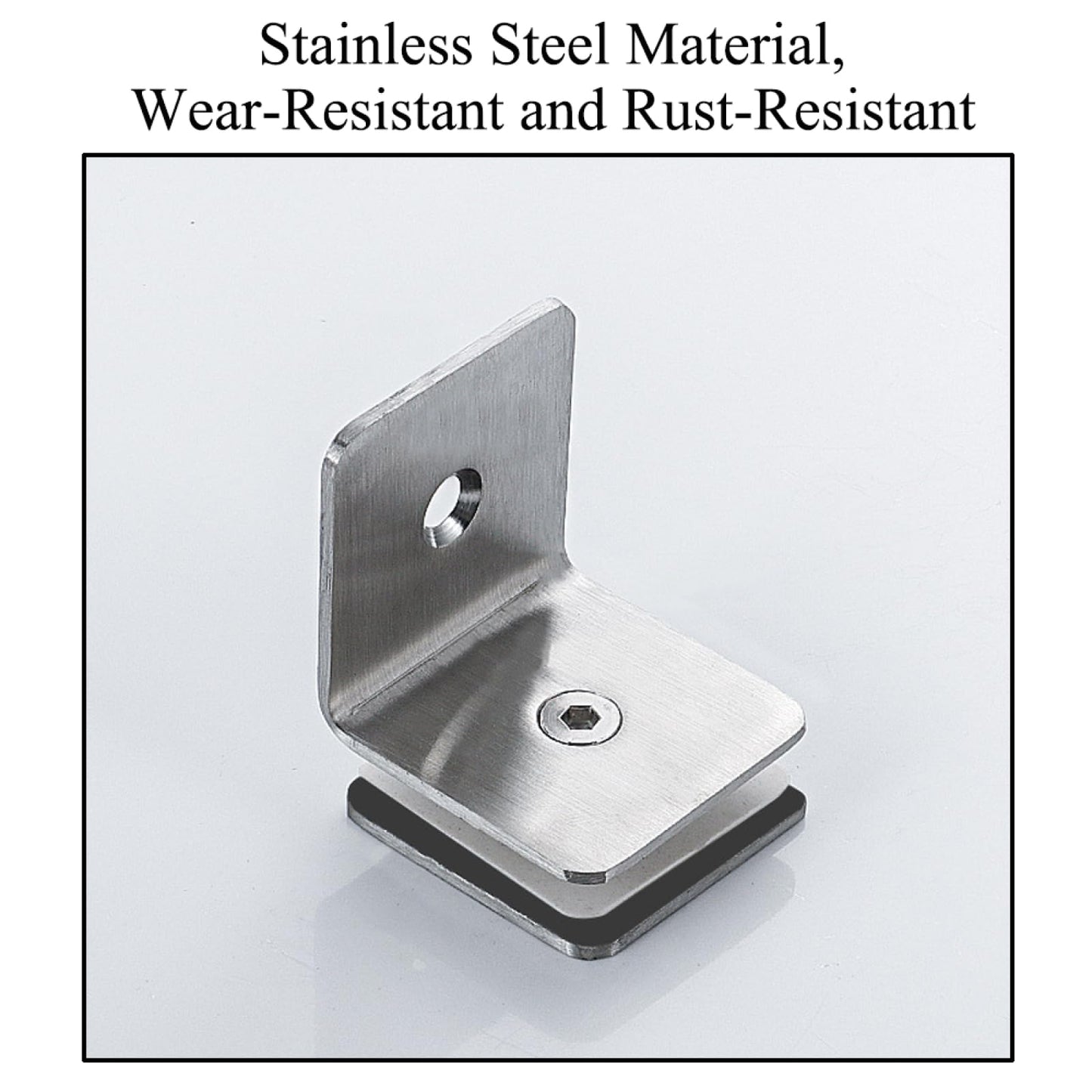 TopHomer 90 Degree Stainless Steel Glass Clamp, Single Side Square Glass Shelf Support Fixed Clamp for Bathroom Shower, Display Cabinet (Matte Black)