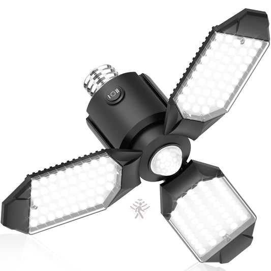 toberich Motion Sensor Garage Light, 8000LM LED Garage Lights Motion Activated, 3 Switch Modes, 6500K Indoor Motion Sensor Light Bulb for Garage, Stairway, Laundry Room, Basement (1 Pack)