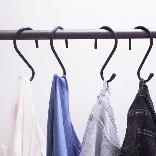 10 PCS S-Type Hook Versatility S-Hooks Garage Hook Heavy Object Hook Practical Clothes Hook for Hanging Plants,Clothes,Jeans,Pot Pan Garden Black