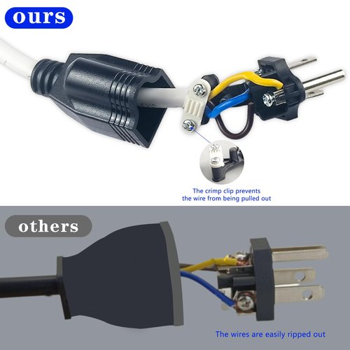 Replacement Plug 3 Prong NEMA 5-15P Power Adapter Replacement Plug, Straight Blade Connector for Extension Cord, Neutral Ground Bonding, 3-Pin 15A 125V (Male 2Pcs, Black)
