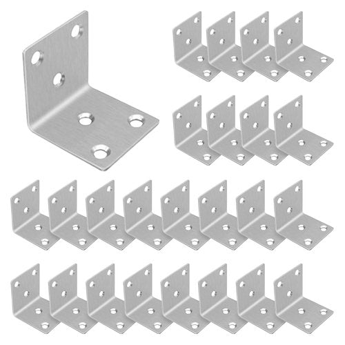 40PCS 1.5'' Metal Angle Brackets,304 Stainless Steel Heavy Duty Angle Bracket with Slot, 90° L Brackets for Wood, Corner Shelf Brackets for Furniture, Book Shelf(Silver,1.5X1.5X0.08IN)
