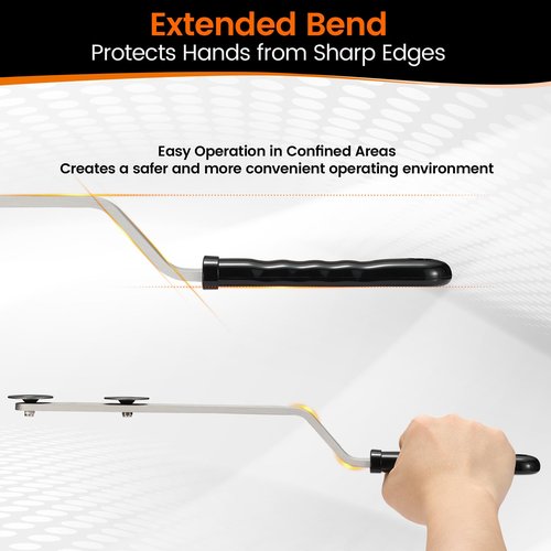 TOHLIX Aluminum 89565 Duct Stretcher Tool with One-Piece Ergonomic Wave Grip & Extended Bend for More Space | Drive Cleat Installation & Duct Pulling Tool for HVAC Ductwork Alignment | Offset Handle